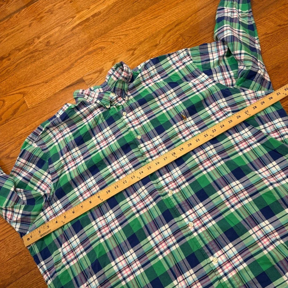 Polo Ralph Lauren Button-Down Shirt Mens 3XLT Madras Plaid Colorful Flesh Pony